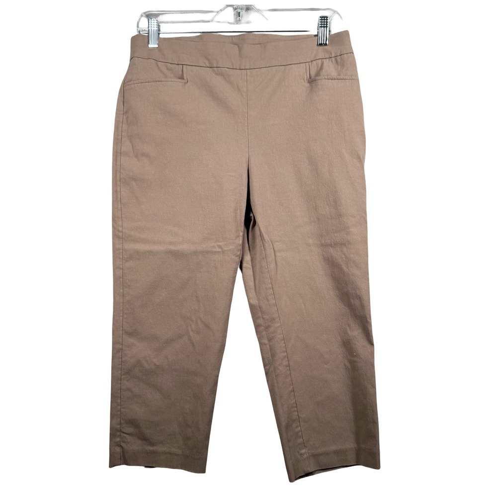 Chicos Capri Pants Tan So Slimming Stretch Travel Career Resortwear Minimalist